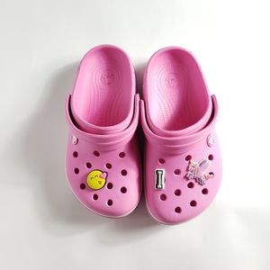 Pink Juniors Crocs with jibbitz